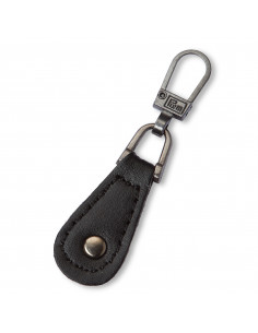 Tirette « Fashion-Zipper », imitation cuir, rond, noir 2