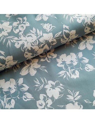 Tissu, Satin de Coton Stretch Fleuri, Multicolore, Laize 145 cm, 95% Coton 5% Spandex 275g/m²