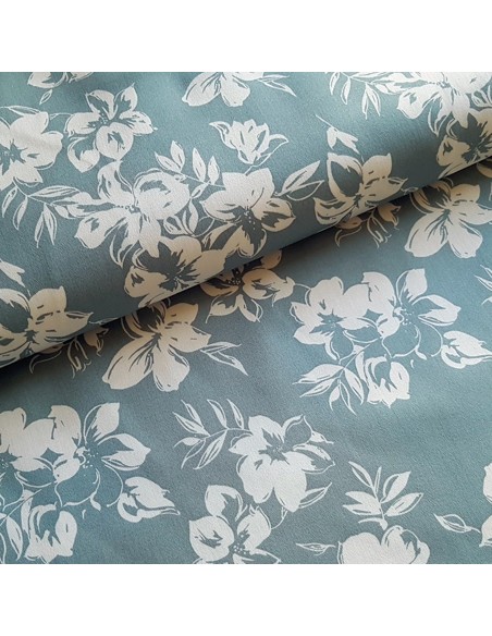 Tissu, Satin de Coton Stretch Fleuri, Multicolore, Laize 145 cm, 95% Coton 5% Spandex 275g/m²