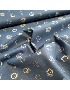 Tissu, Popeline de Coton Animaux, Bleu Jeans, Laize 150 cm, 100% Coton 195g/m² 2