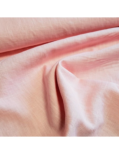 Tissu, Lin Lavé Uni, Rose Poudré, Laize 140 cm, 100% Lin 322g/m²