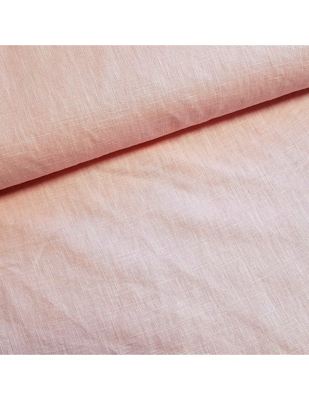Tissu, Lin Lavé Uni, Rose Poudré, Laize 140 cm, 100% Lin 322g/m²