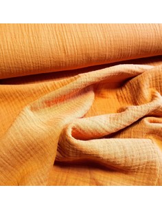Tissu, Double Gaze Unie, Orange Bio, Laize 132 cm, 100% Coton 162g/m² 2