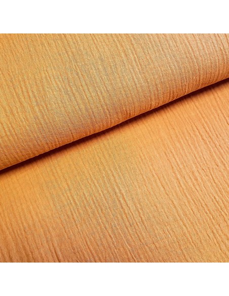 Tissu, Double Gaze Unie, Orange Bio, Laize 132 cm, 100% Coton 162g/m²