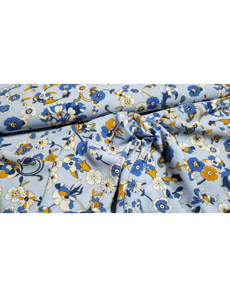 Crêpe polyester fleuri Crêpe polyester fleuri