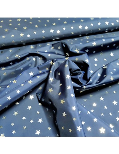 Tissu, Nylon Imprimé Étoiles, Bleu Marine, Laize 147 cm, 100% Polyester