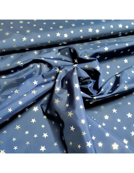 Tissu, Nylon Imprimé Étoiles, Bleu Marine, Laize 147 cm, 100% Polyester