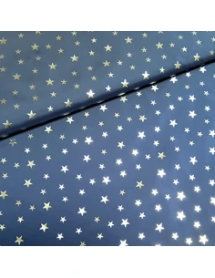 Tissu, Nylon Imprimé Étoiles, Bleu Marine, Laize 147 cm, 100% Polyester