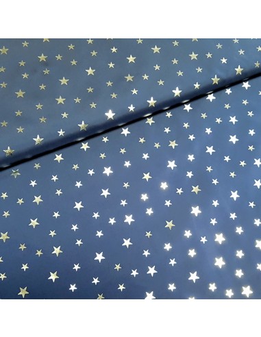 Tissu, Nylon Imprimé Étoiles, Bleu Marine, Laize 147 cm, 100% Polyester