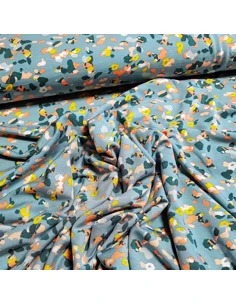 Tissu, Jersey Imprimé Peau d'Animaux, Vert d'Eau, Laize 145 cm, Modal Tencel Oeko-Tex 2