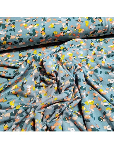 Tissu, Jersey Imprimé Peau d'Animaux, Vert d'Eau, Laize 145 cm, Modal Tencel Oeko-Tex