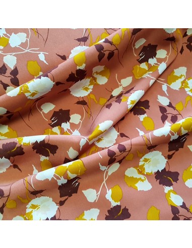 Tissu, Microfibre Fleurie, Vieux Rose, Laize 144 cm, 100% Polyester 204.5g/m²