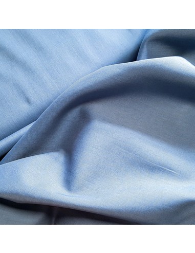 Tissu, Voile de Coton Uni, Bleu Jeans, Laize 140 cm, 100% Coton 98g/m²