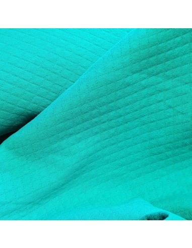 Tissu, Matelassé Uni, Bleu Turquoise, Laize 150 cm, Coton Polyester