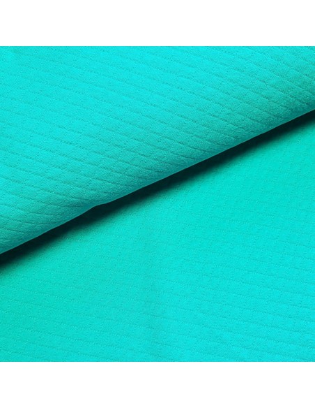 Tissu, Matelassé Uni, Bleu Turquoise, Laize 150 cm, Coton Polyester