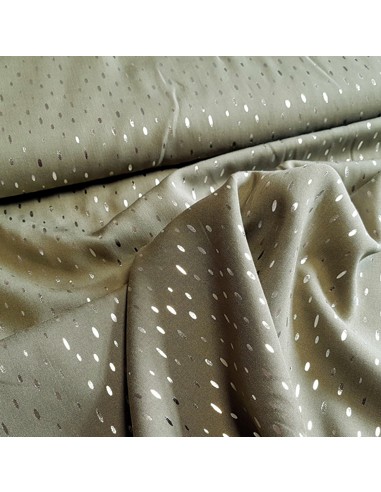 Tissu, Viscose Rayon Pois Brillants, Vert Kaki, Laize 140 cm, 100% Viscose 100g/m²