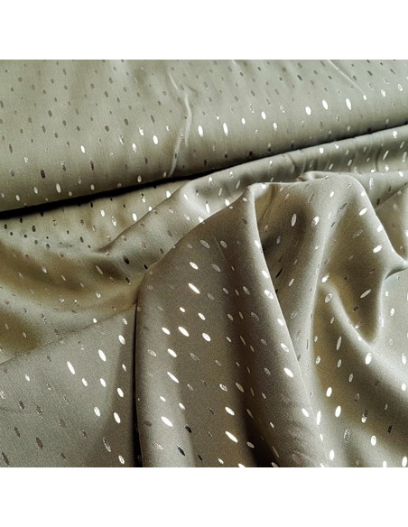 Tissu, Viscose Rayon Pois Brillants, Vert Kaki, Laize 140 cm, 100% Viscose 100g/m²