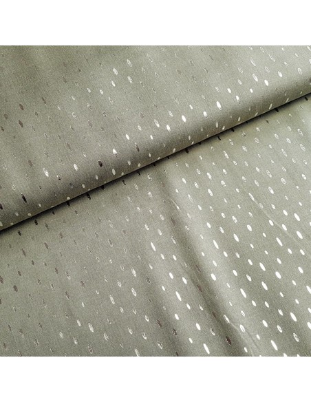 Tissu, Viscose Rayon Pois Brillants, Vert Kaki, Laize 140 cm, 100% Viscose 100g/m²