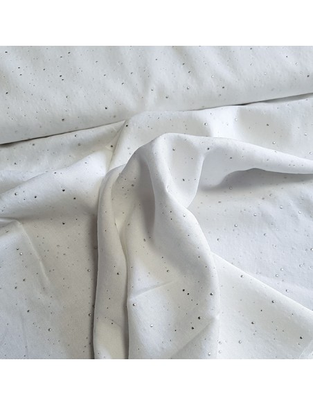 Tissu, Viscose à Pois Dorés, Écru, Laize 140 cm, 100% Viscose