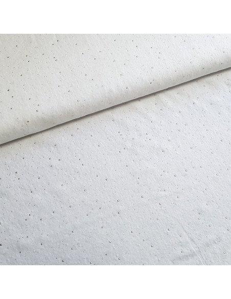 Tissu, Viscose à Pois Dorés, Écru, Laize 140 cm, 100% Viscose