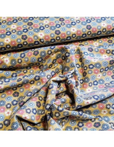 Tissu, Jersey Imprimé Floral, Fleurs des Sables, Laize 150 cm, Coton Bio Stretch Oeko-Tex