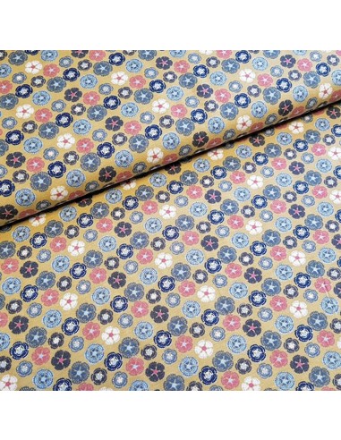 Tissu, Jersey Imprimé Floral, Fleurs des Sables, Laize 150 cm, Coton Bio Stretch Oeko-Tex