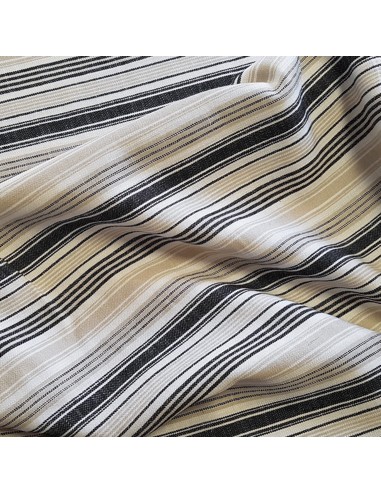 Tissu, Jacquard Rayé, Multicolore, Laize 150 cm, Mélange Coton Viscose Lin