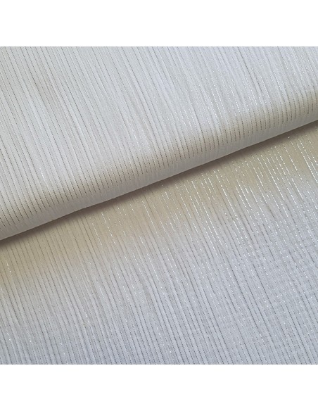 Tissu, Double Gaze Rayures Lurex, Écru, Laize 140 cm, 100% Coton