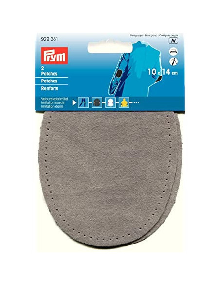 Renforts imitation daim, thermocollant, 10 x 14cm, gris clair