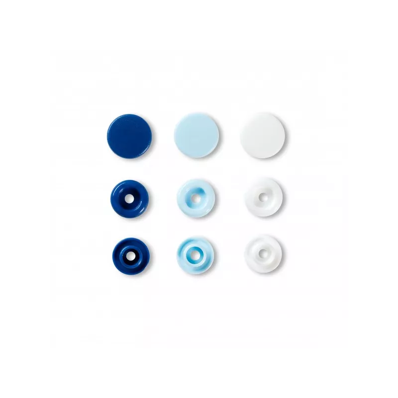 Bouton pression Color Snaps, Prym Love, 12,4mm, bleu/blanc/bleu clair