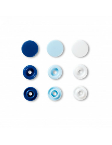 Bouton pression Color Snaps, Prym Love, 12,4mm, bleu/blanc/bleu clair