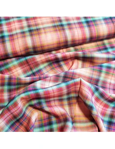 Tissu, Viscose Carreaux, Rose Poudré, Laize 140 cm, 100% Viscose 154g/m² 2