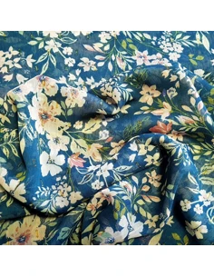 Tissu, Mousseline Fleurie Lurex, Vert Émeraude, Laize 150 cm, 100% Polyester 2