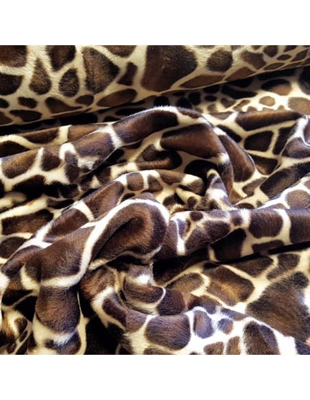 Tissu, Imitation Peau de Girafe, Tons Naturels, Laize 150 cm, 100% Polyester 360g/ml