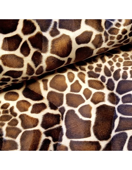 Tissu, Imitation Peau de Girafe, Tons Naturels, Laize 150 cm, 100% Polyester 360g/ml