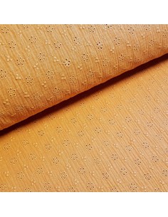 Tissu, Double Gaze Brodée, Orange, Laize 130 cm, 100% Coton 165g/m²