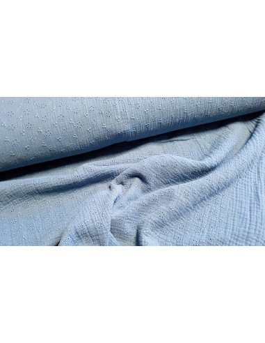Double gaze brodée bleu jeans