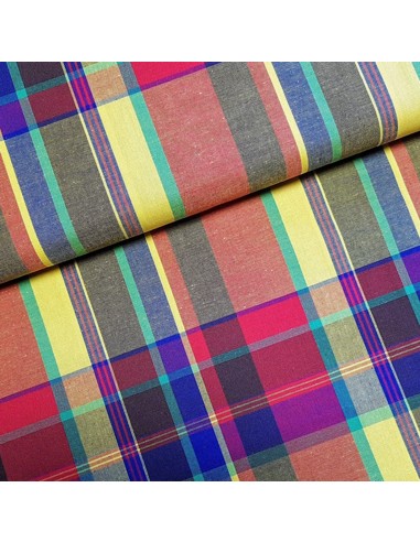 Tissu, Madras, Multicolore, Laize 140 cm, 100% Coton