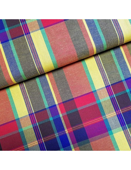 Tissu, Madras, Multicolore, Laize 140 cm, 100% Coton