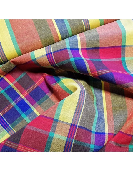 Tissu, Madras, Multicolore, Laize 140 cm, 100% Coton