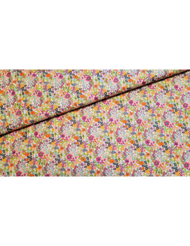 Popeline de coton, impression digitale, fleurs roses