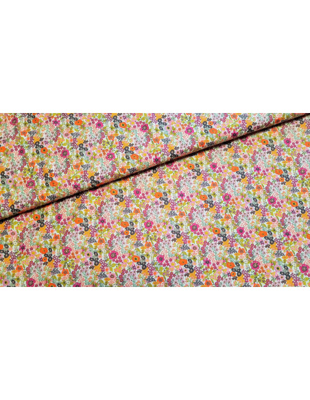 Popeline de coton, impression digitale, fleurs roses Popeline de coton, impression digitale, fleurs roses