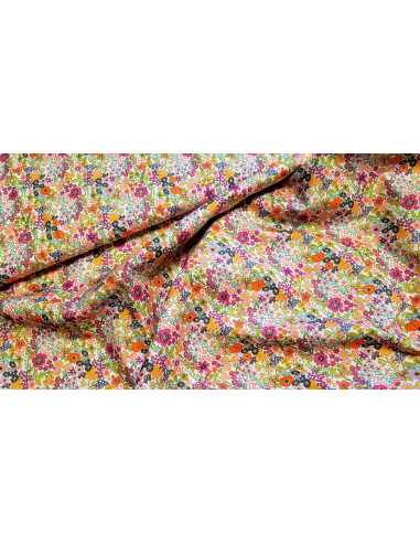 Popeline de coton, impression digitale, fleurs roses