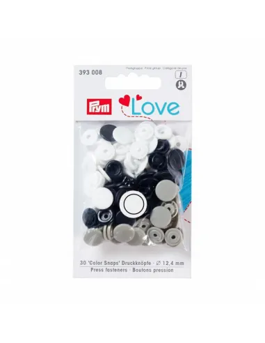 Bouton pression Color Snaps, Prym Love, 12,4mm, bleu marine/gris/blanc