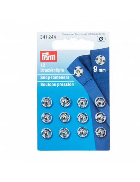 Boutons pression à coudre Prym 9 mm argentés | Zephyr Tissus