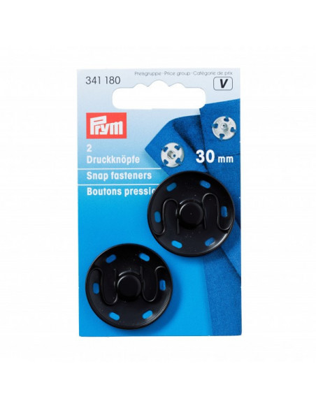 Boutons pression à coudre, 30mm, noir