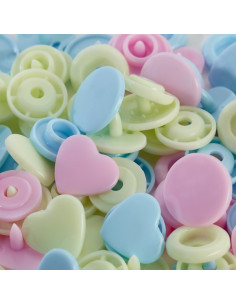 Bouton pression Color, Prym Love, cœur, 12,4mm, rose/vert/bleu clair 2