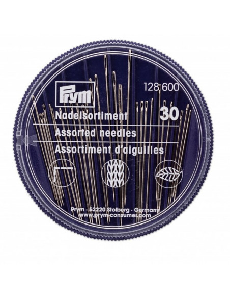 Aiguilles à coudre, à broder et à repriser dans une boîte compacte, 30 aiguilles