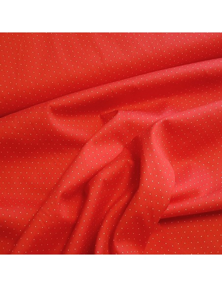 Tissu, Popeline de Coton Petits Pois, Rouge et Blanc, Laize 150 cm, 100% Coton 130g/m²