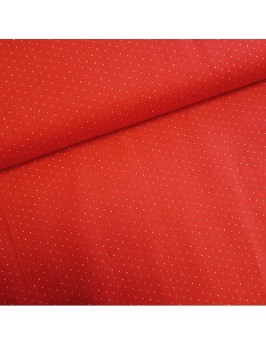 Tissu, Popeline de Coton Petits Pois, Rouge et Blanc, Laize 150 cm, 100% Coton 130g/m²